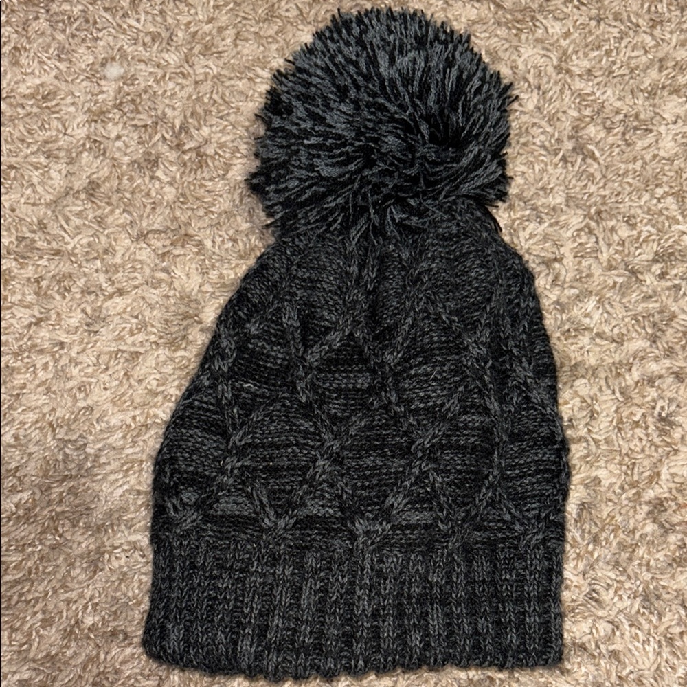 Cozy Black Knit Pom-Pom Beanie